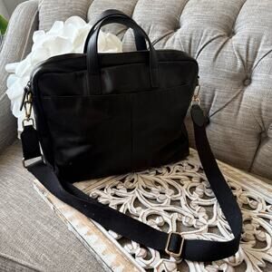 Fossil Black Leather Messenger Computer Bag